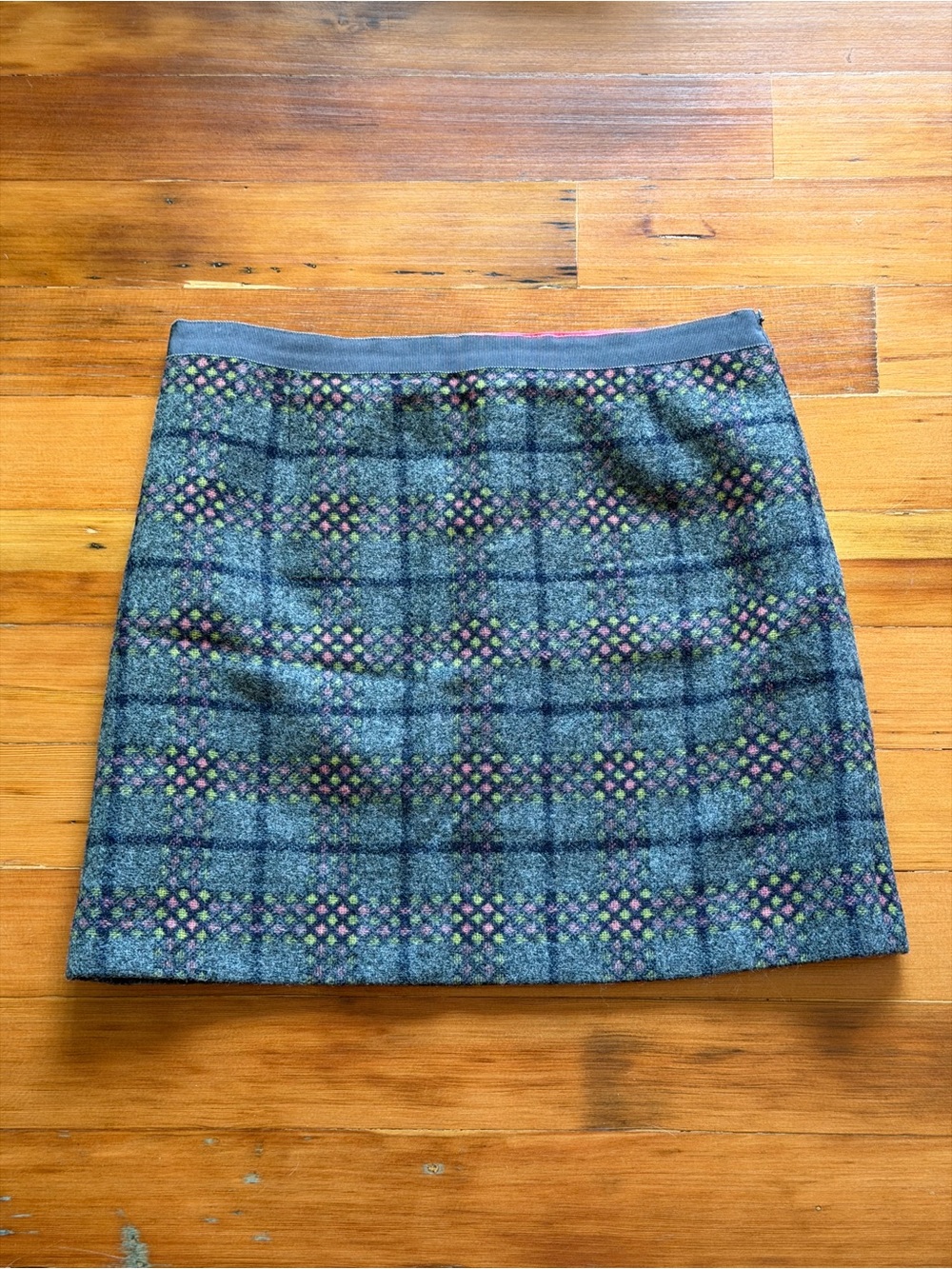 Vintage Boden British Tweed by Moon 100% Wool Plaid Mini Skirt Size 12R